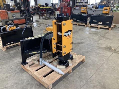 pneumatic post driver for skid steer|skid steer attachments post driver.